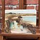 Huile sur bois d'un port maritime signée B. Ny