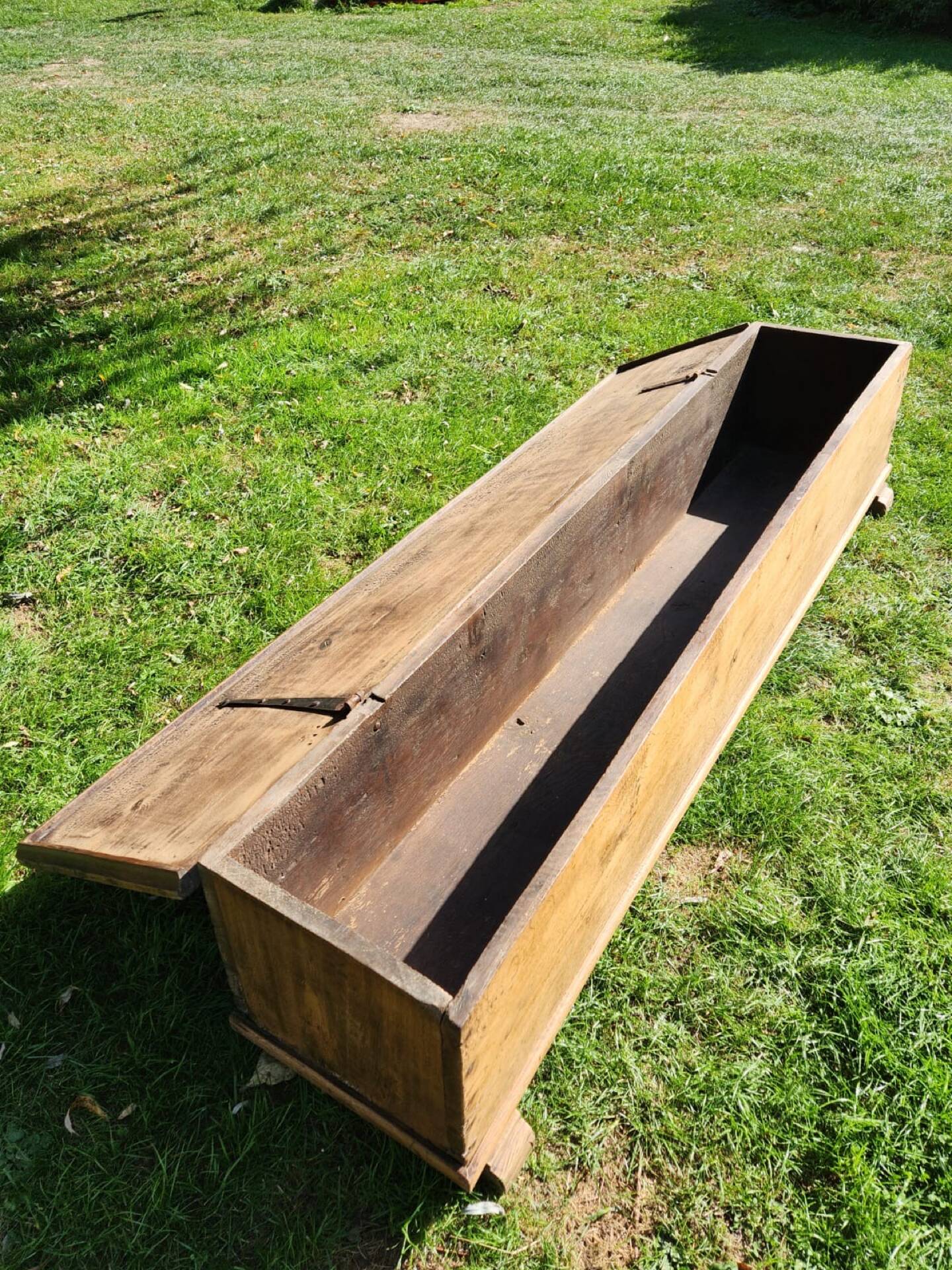 Bench / antique chest in solid oak - 196cm