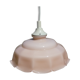 Suspension old lampshade in pale pink opaline