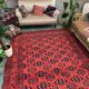 Vintage Afghan Turkoman Khalmohammadi Rug 284x213 cm, Red, Black Tribal Large