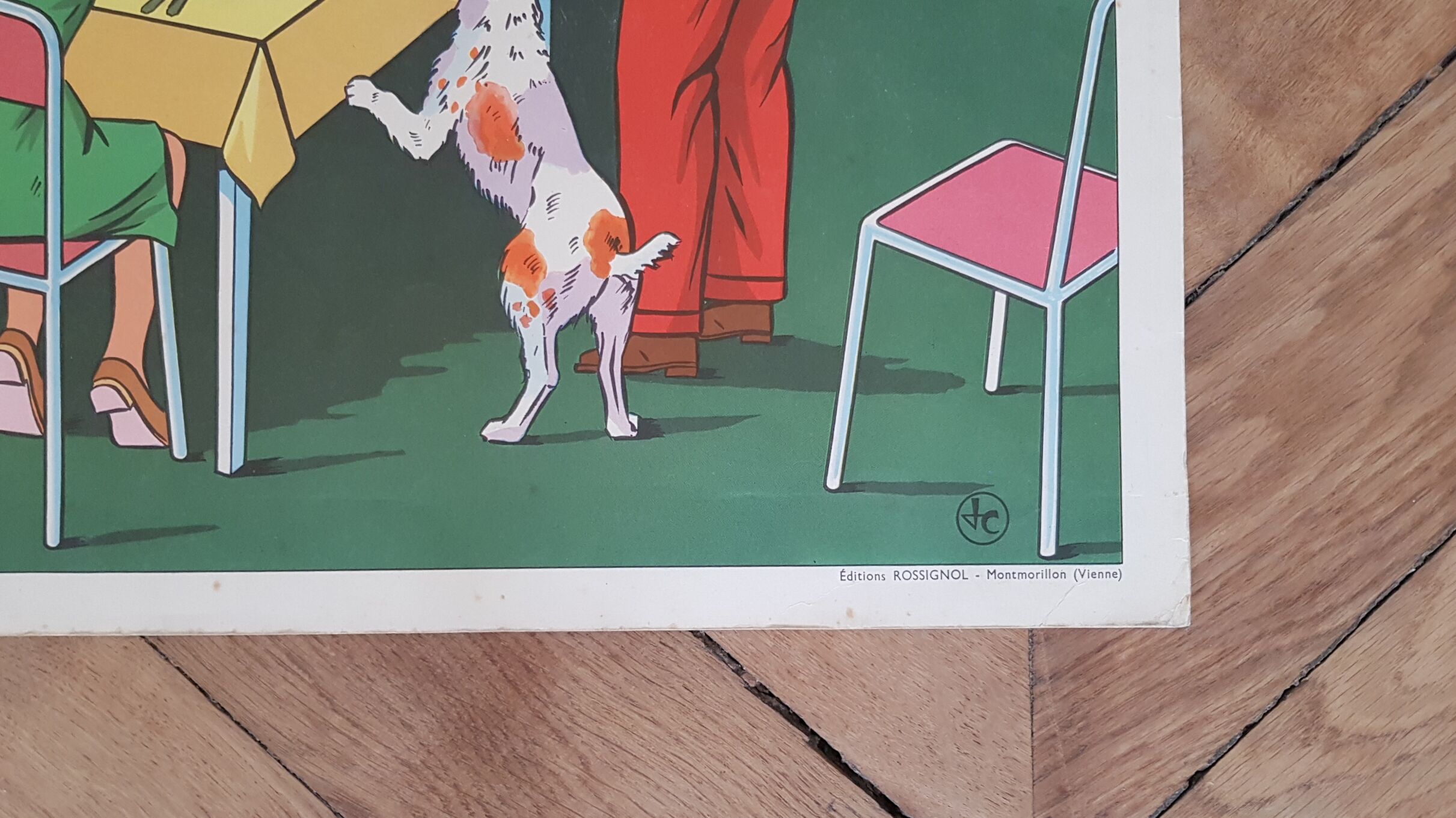 Rossignol school poster "the repas in family" - "the maladie"