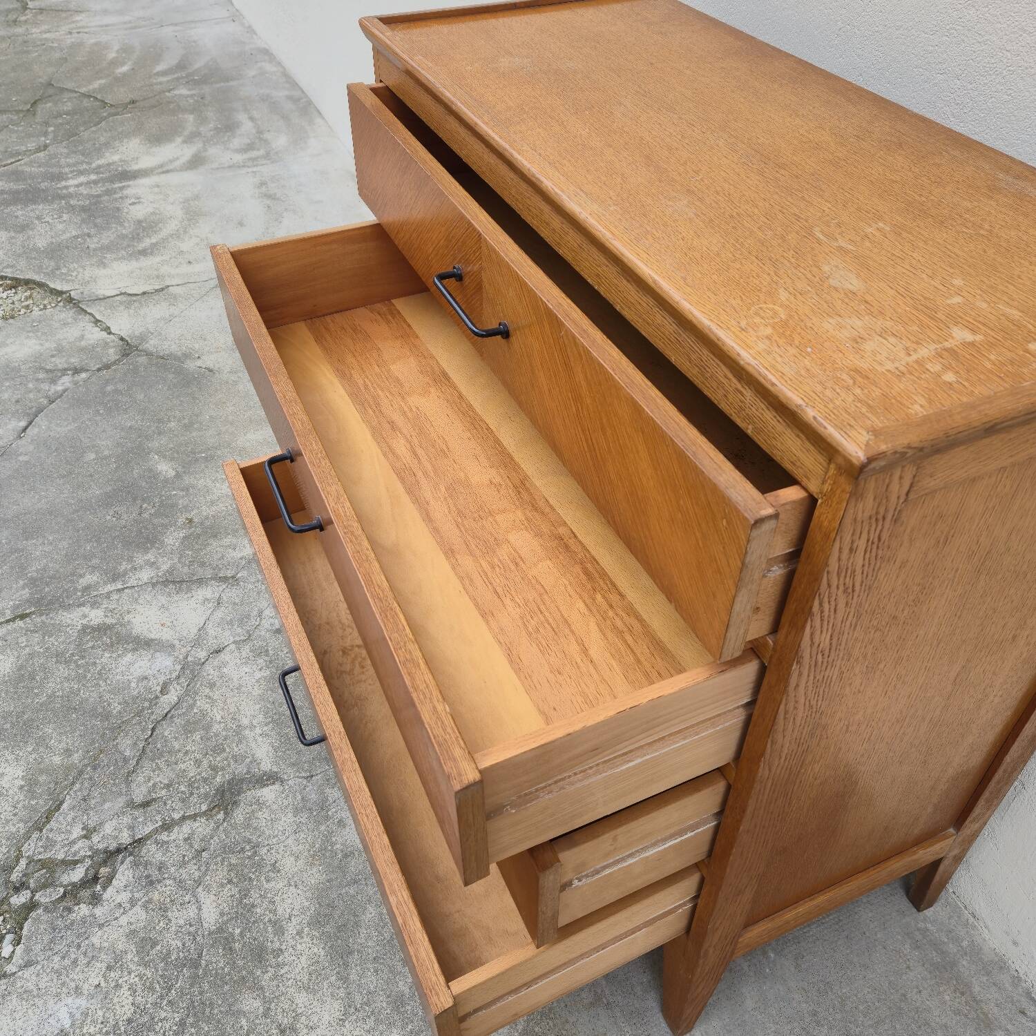 Vintage chest of drawers with compass feet and 4 drawers, 1950s