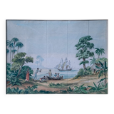Watercolor painting study "Colonial Scene" Conquest of America