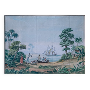 Tableau Aquarelle étude "Scène coloniale" Conquête de l'Amérique