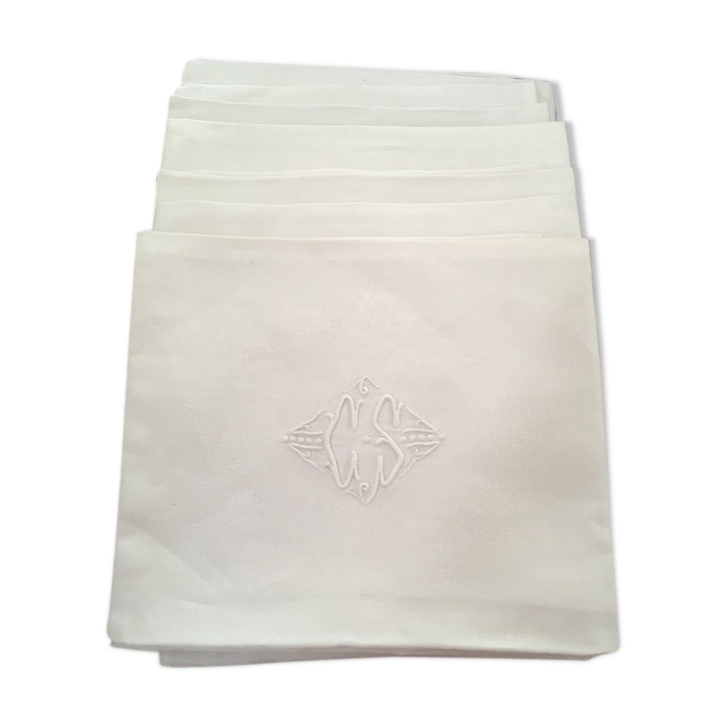 Eight damask towels, C S monogram in the center