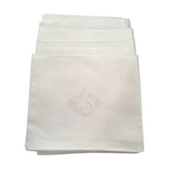 Eight damask towels, C S monogram in the center