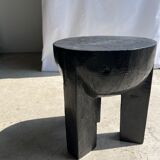 Monoxyl sofa end in black mango tree tripod half-sphere tray h:45 d:44