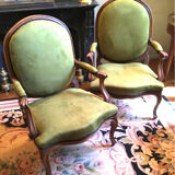 Superb pair of large Louis XV period armchairs reupholstered to nine