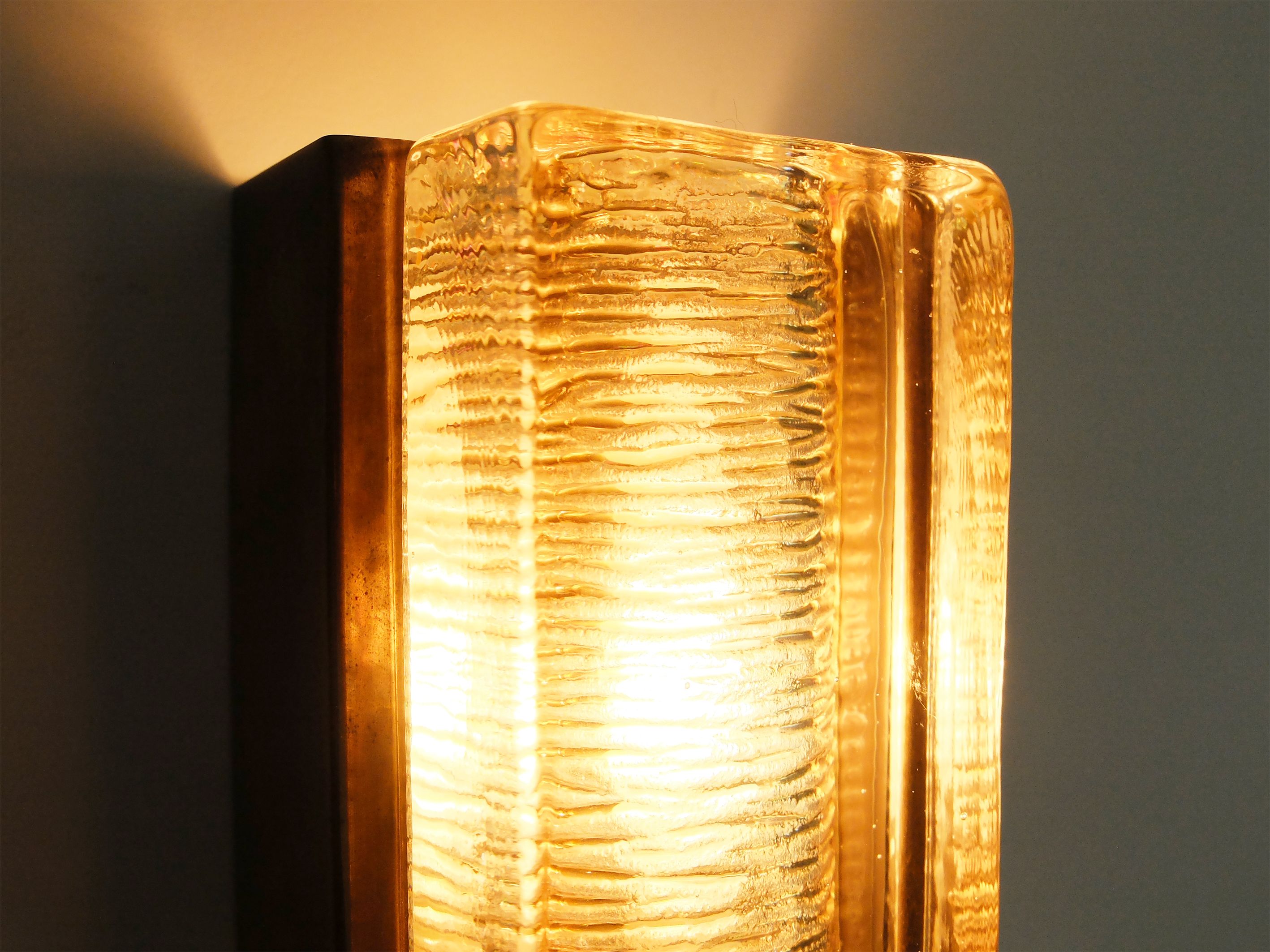 Danish vintage Atlantic model wall lamp, brass and glass, Vitrika 1960s