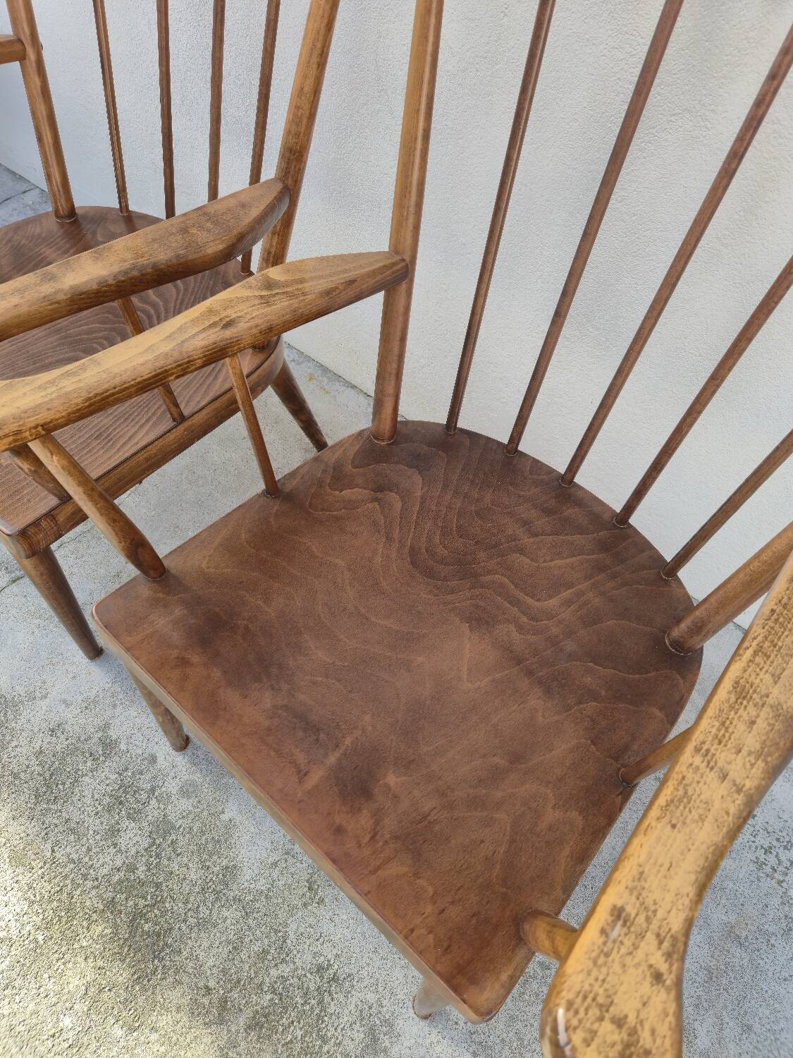 Pair of Baumann armchairs, signed, vintage Fan model