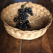 Round wicker basket vintage weaving