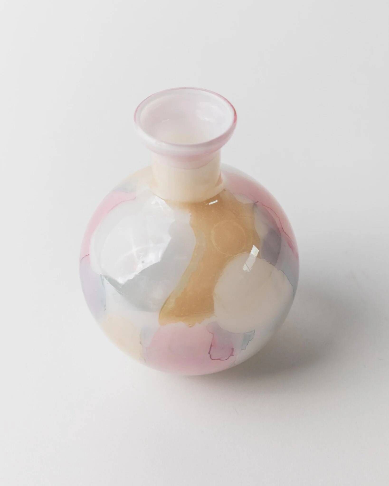 Milky White Murano Glass Vase with Pastel Dots Italian 1980s Vintage Table Decor