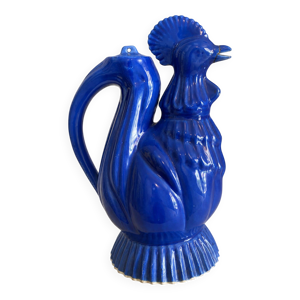 Ancienne verseuse coq - bleu cobalt