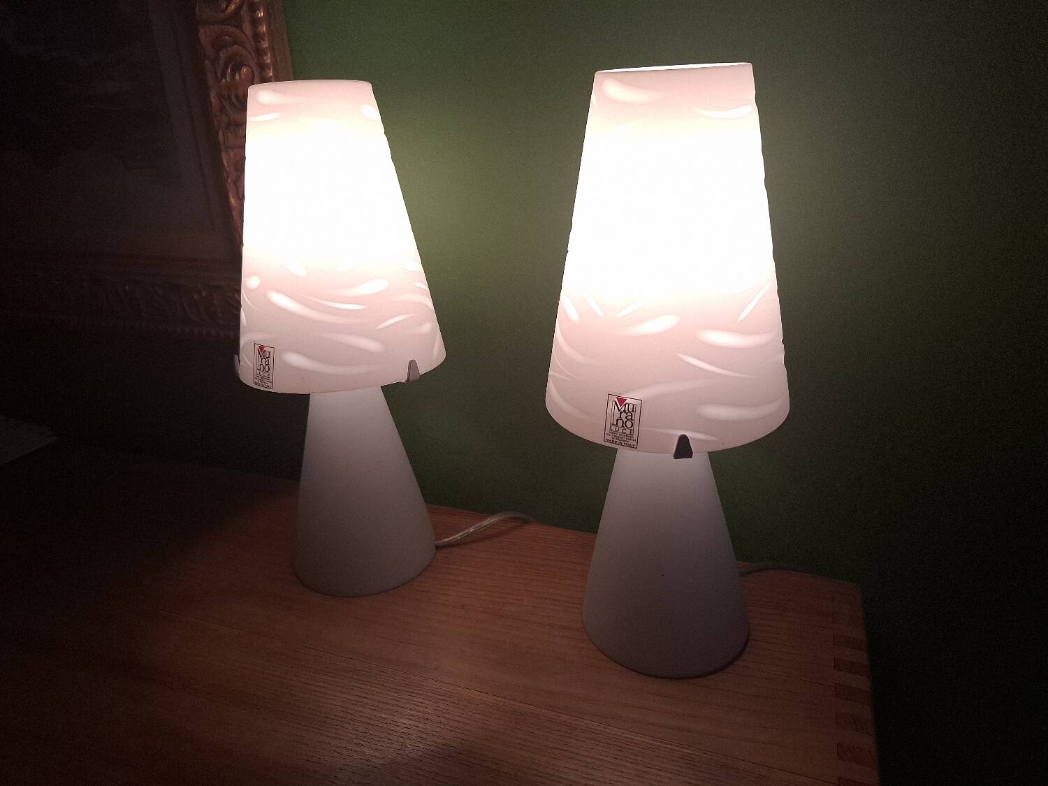 2 Murano bedside lamps, Luce