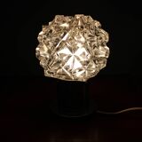 Mid Century Czech Crystal Glass Table Lamp, 1970s Chrome Base