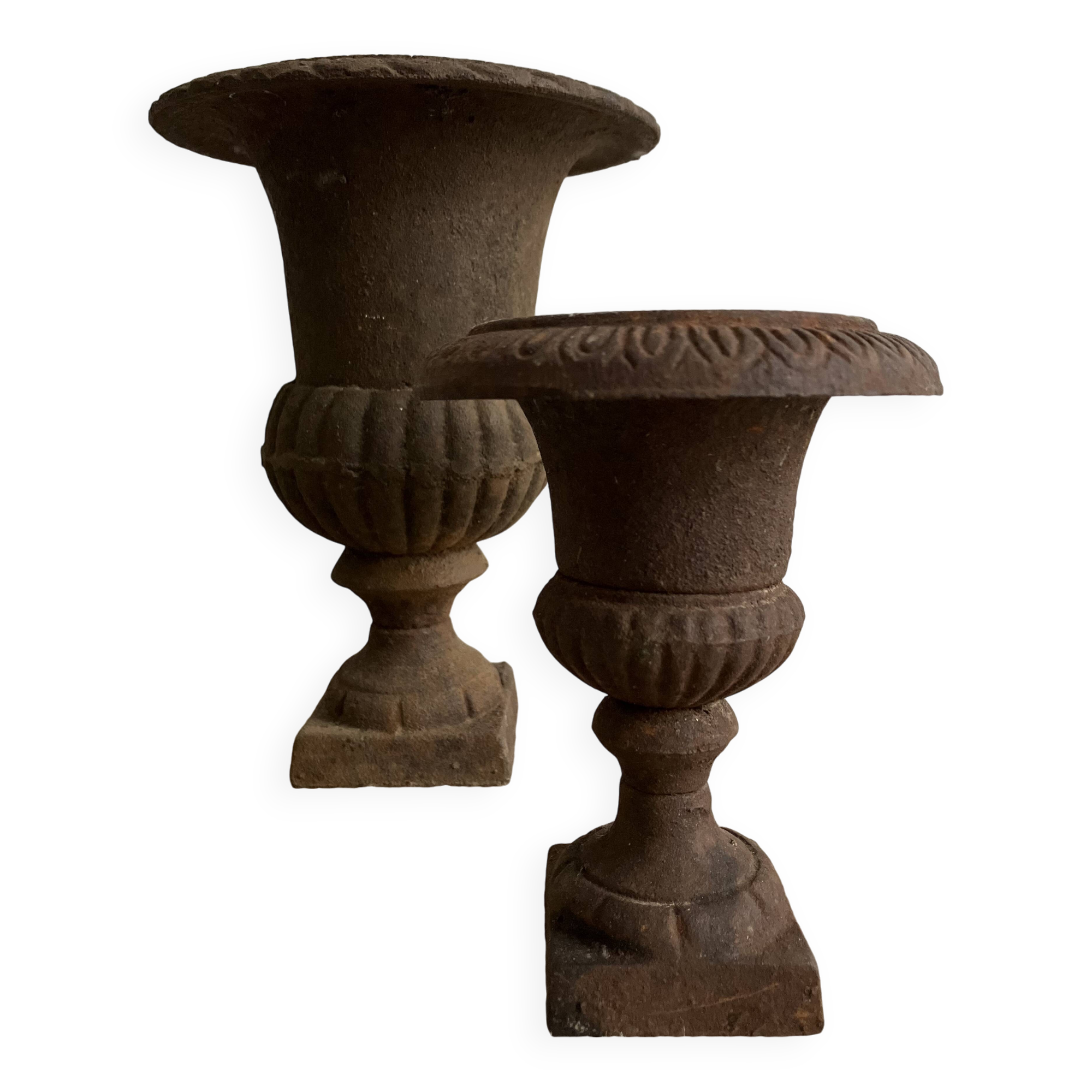 Pair of cast iron Medici vases