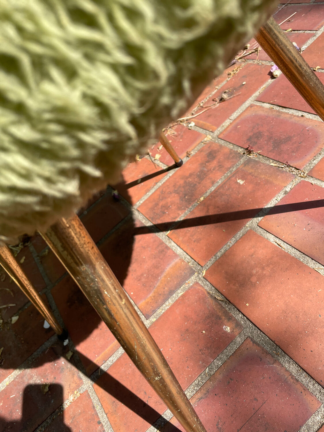 Pale green vintage moumoute armchair