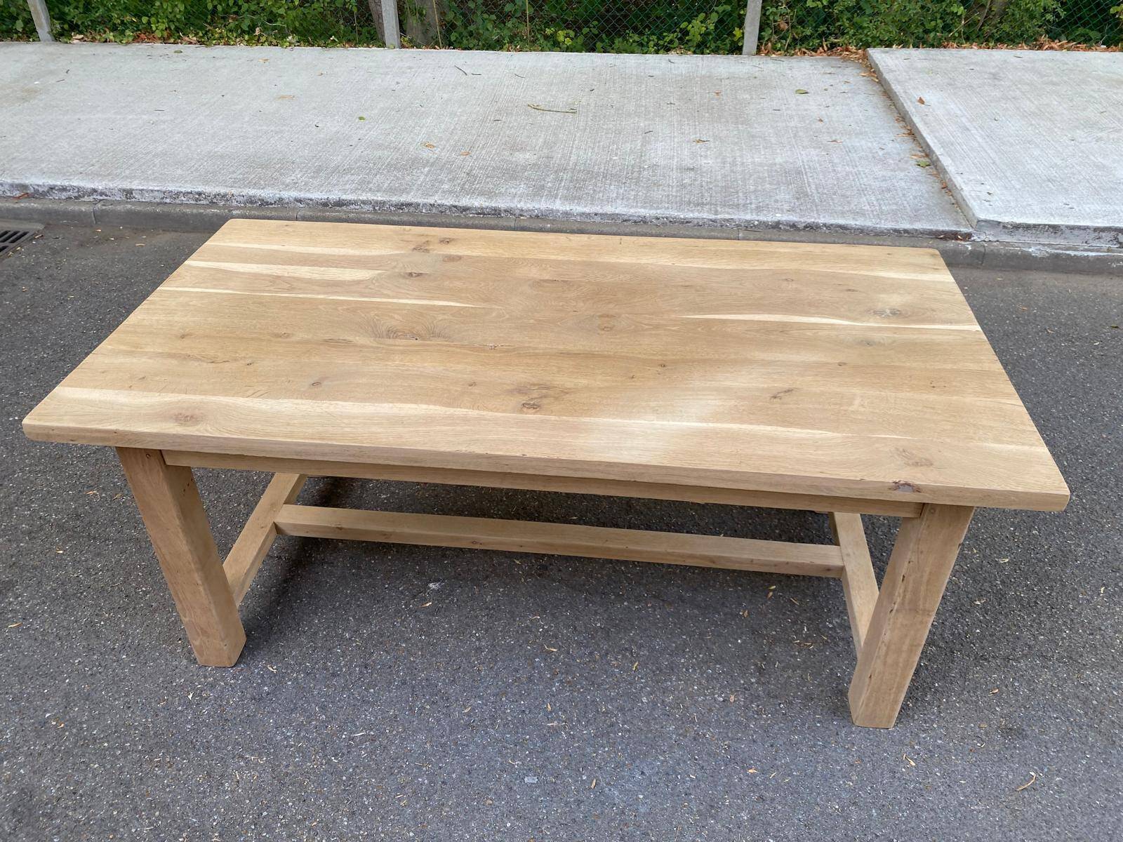 Farmhouse dining table extendable stripped in raw solid oak 180-270cm 1