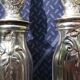 Silver salad servers stuffed in its case