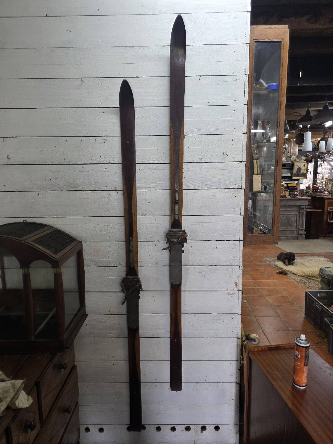 Pair of wooden skis from the 1940s