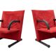 Postmodern T Line Lounge Chairs by Arflex, Red Alcantara, Italy, 1982
