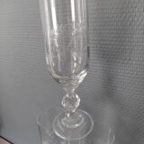 Set of 6 champagne flutes in chiseled glass