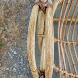 4 armchairs and a coffee table made of rattan and bamboo wood, vintage.