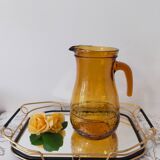 Vintage amber glass water jug made in Italy in the 60s/70s