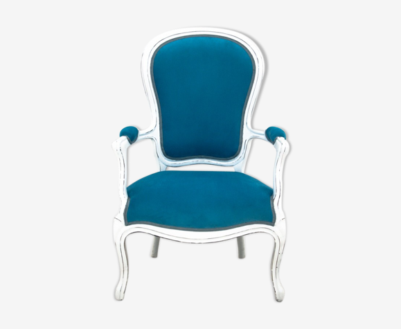 White And Blue Shabby Chic Armchair, Shabby Chic Armchair