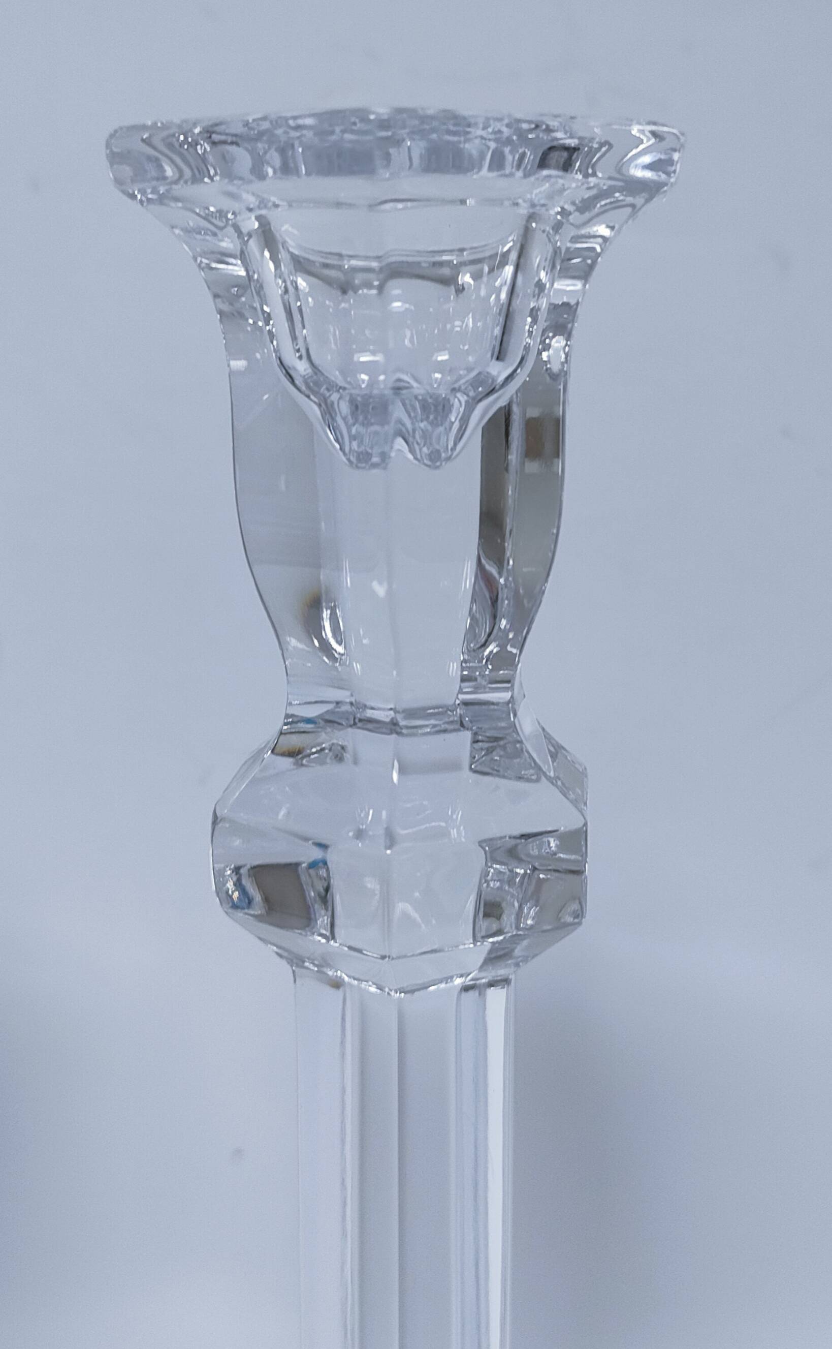 pair of hexagonal crystal candle holders