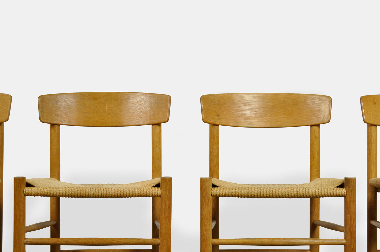 Set of four original oak dining chairs, model J39, by Børge Mogensen for F.D.B. Mobler, Denmark 1960