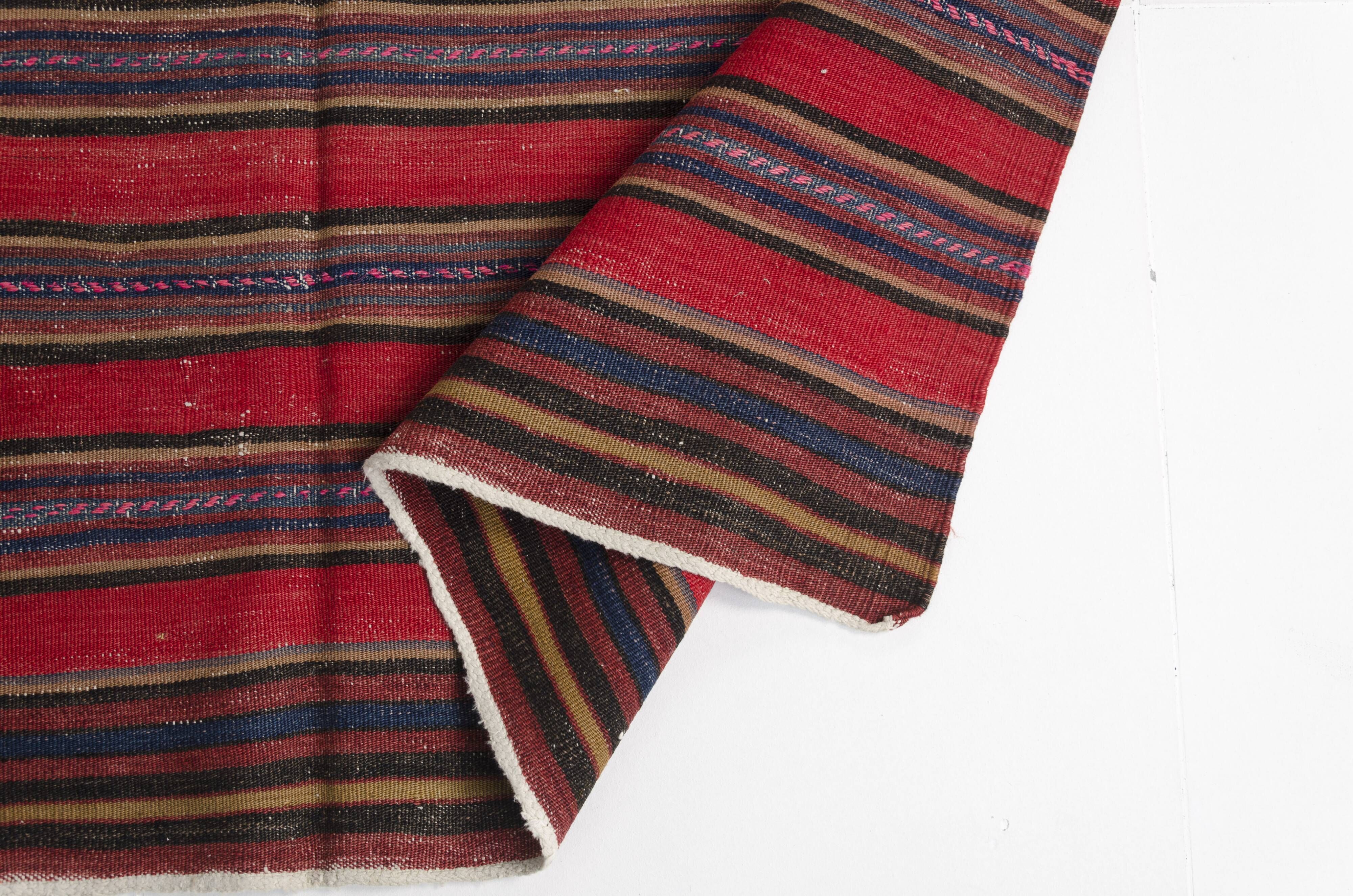 Vintage Striped Anatolian Kilim – 224 x 143 cm – Minimalist  sku 133