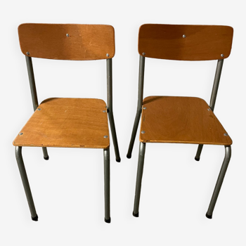 Paire de chaises d’écolier années 80