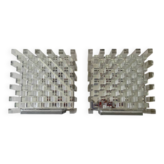 Pair of kinetic plexiglass wall lights