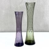 2 Mid Century glass vases crystal glass, Alfred Taube vase, smoked glass vases, 60's