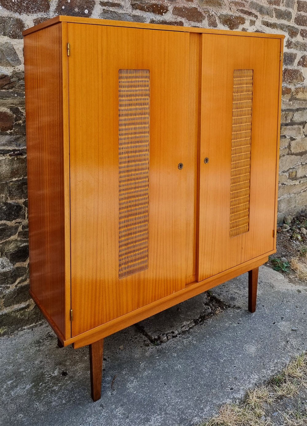 Wardrobe, shelves, rattan, vintage, 60s
