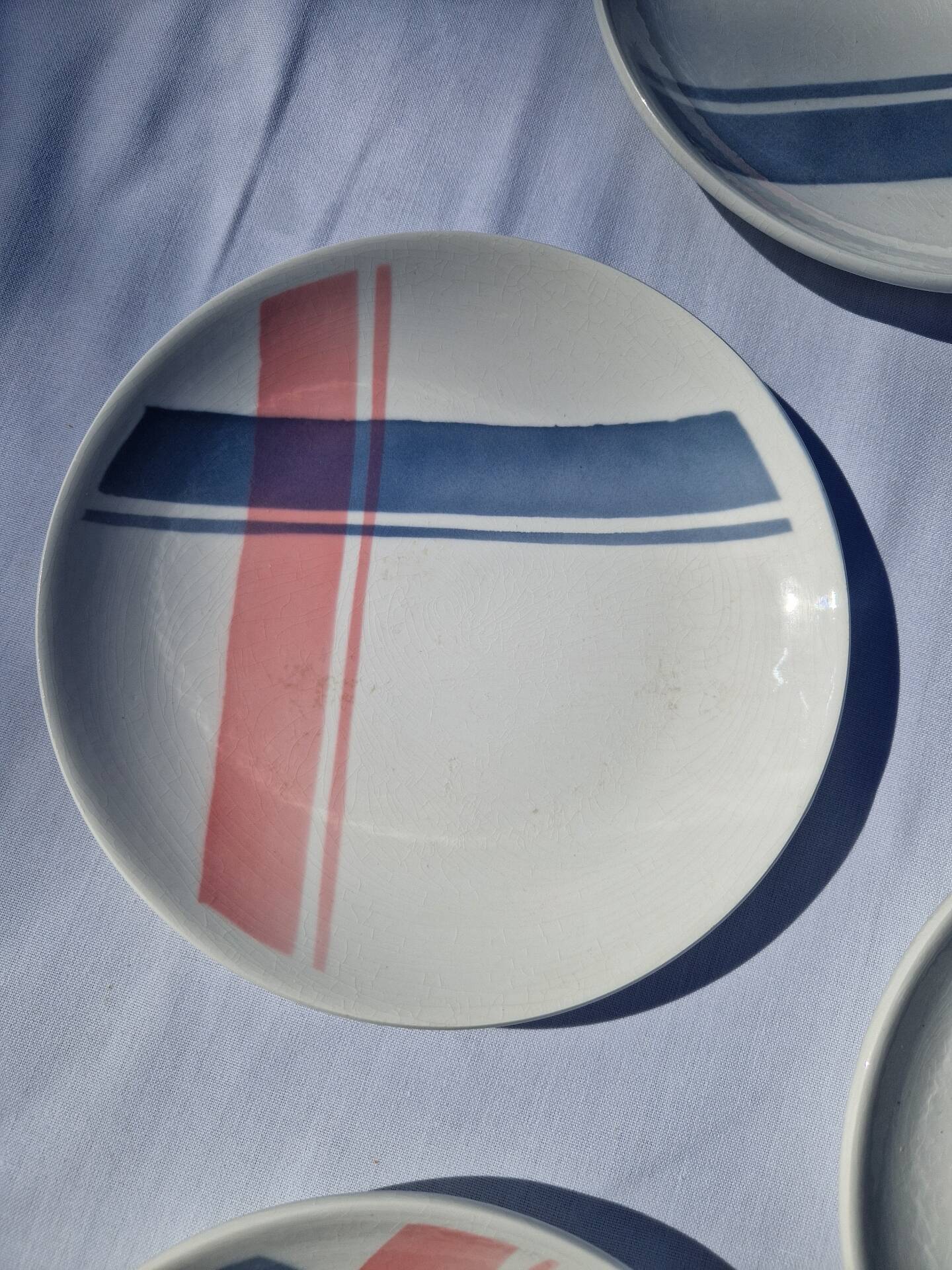 Lot De 5 Assiettes À Dessert Motif Nappe