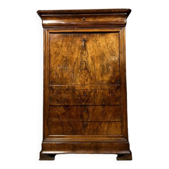 Louis Philippe period secretary with double ogee in walnut circa 1830
