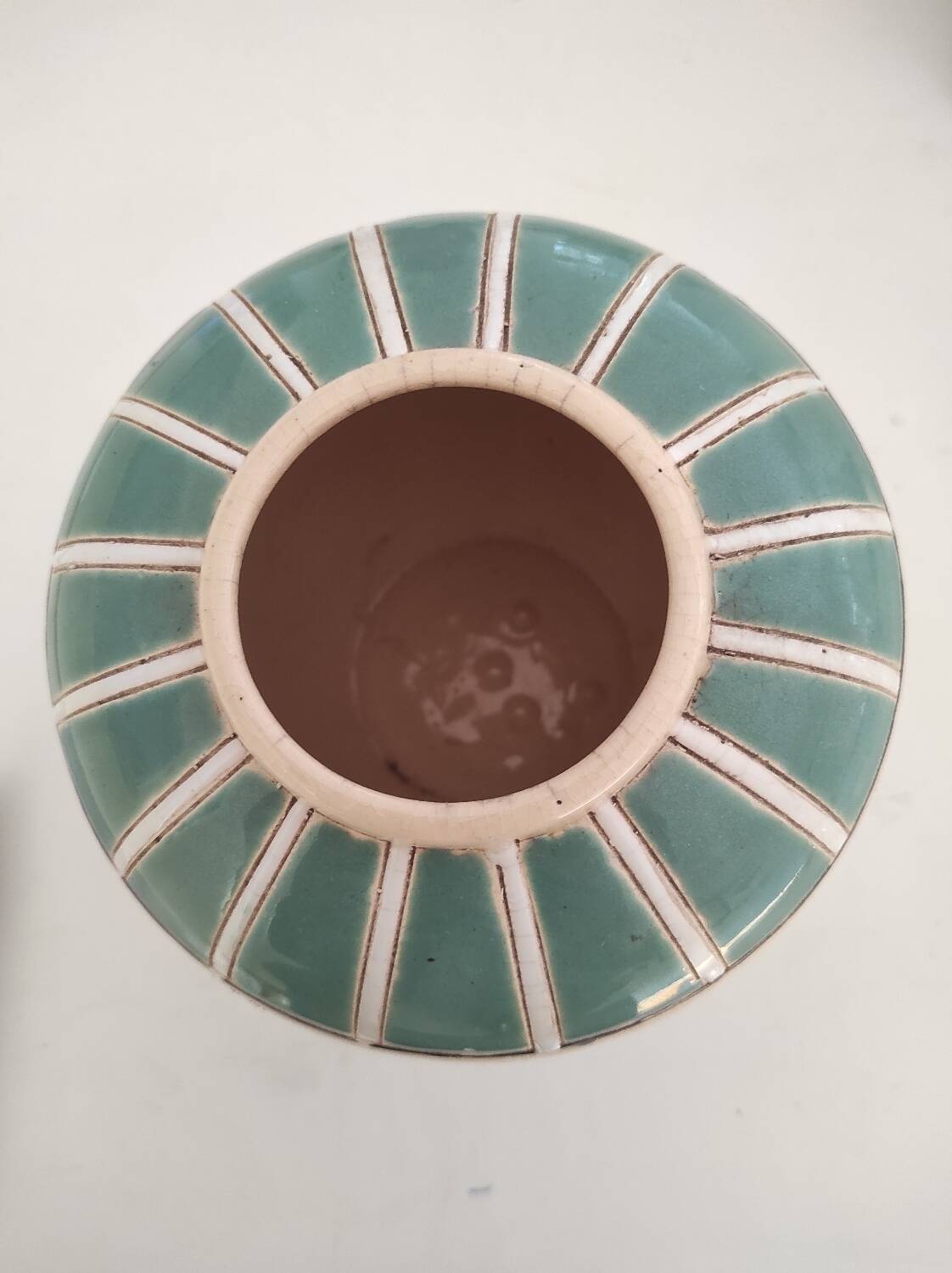 Vase boule céramique cloisonnée décor canards sauvages