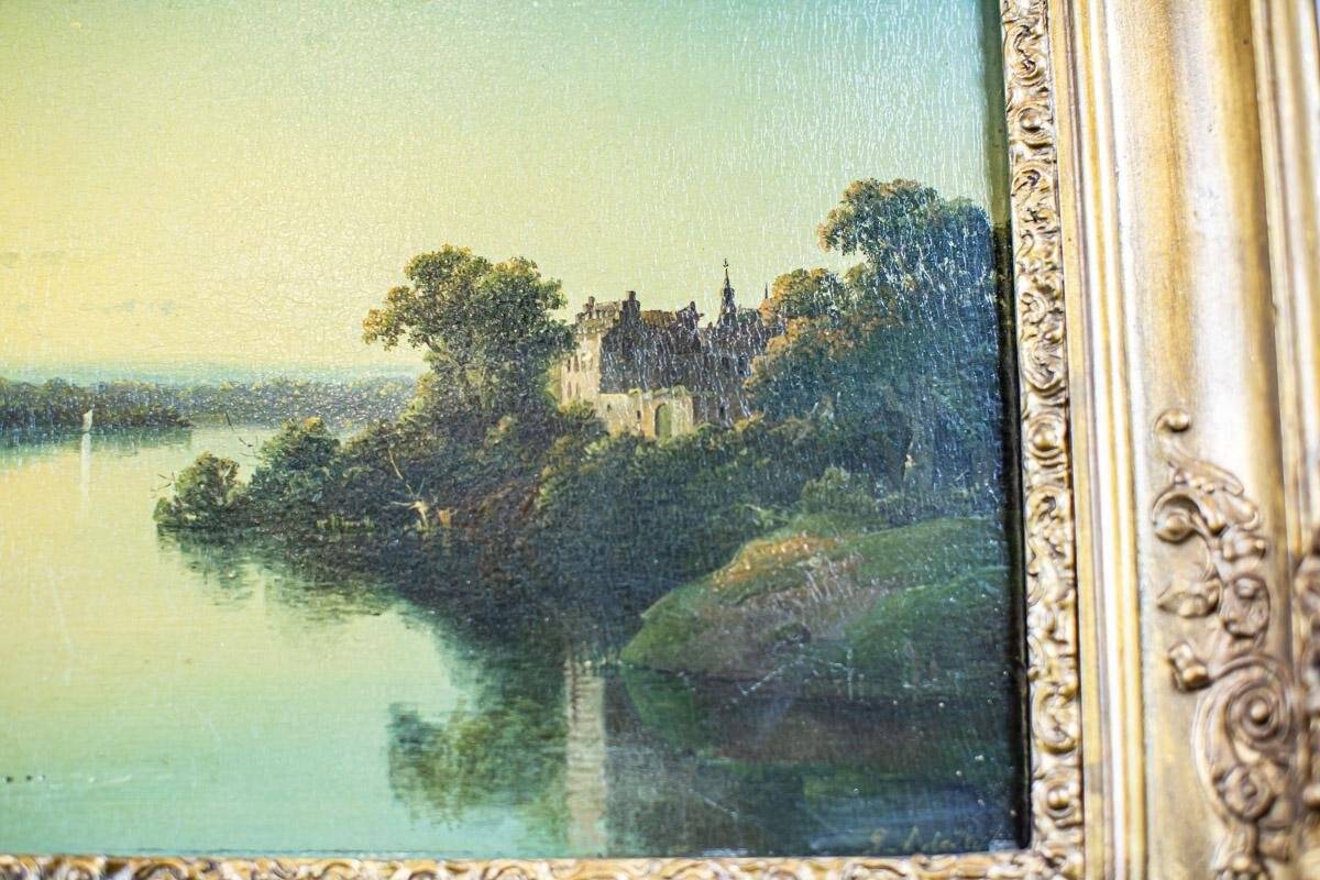 River, 19th Century, Oil on Hardboard, Framed