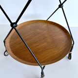Vintage Scandinavian Serving Bar Cart with Teak Trays