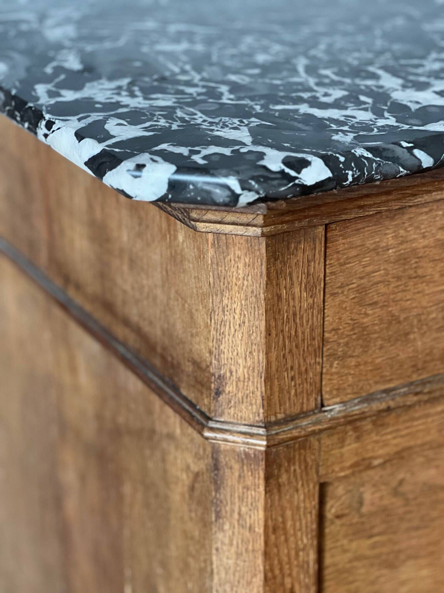 20th century Louis Philippe style wood and marble chest of drawers