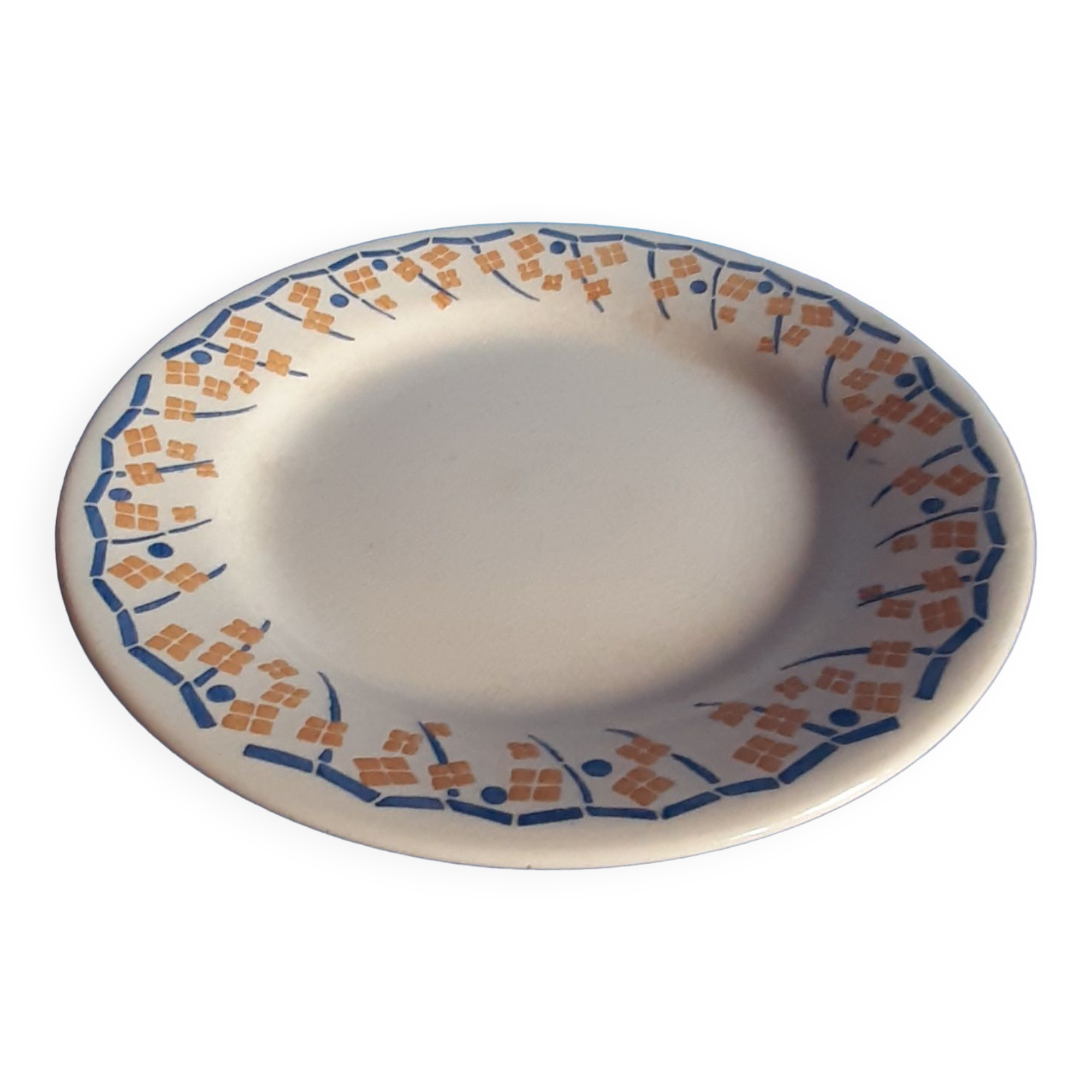 Compotier - piedouche - cake dish - ceramic hb cm - yellow and royal blue