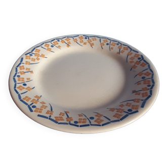 Compotier - piedouche - cake dish - ceramic hb cm - yellow and royal blue