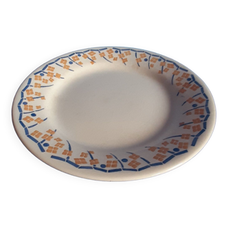Compotier - piedouche -  plat à gateau - ceramique hb cm - jaune et bleu roi