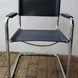 Leather and chrome armchair 70