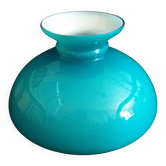 Abat-jour globe en verre opaline turquoise