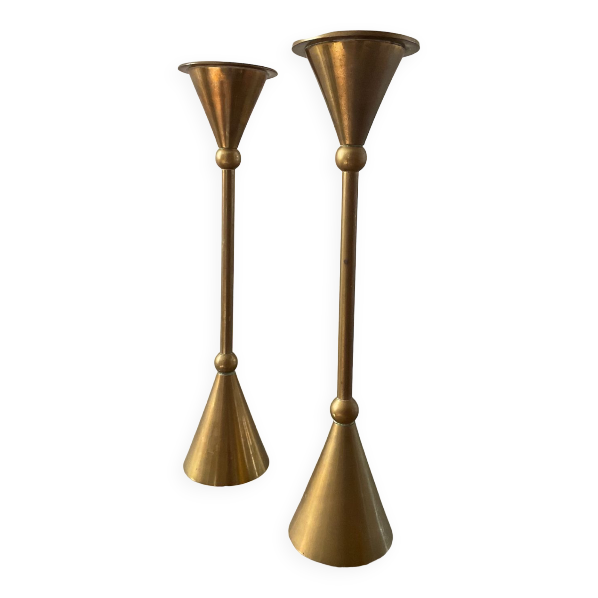 Pair of vintage brass candle holders