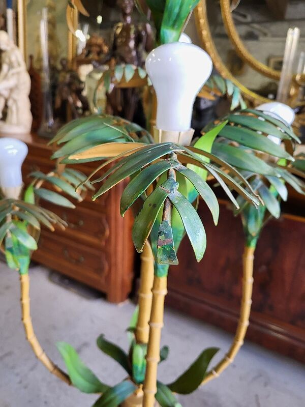 Metal and bamboo floor lamp of the 1960