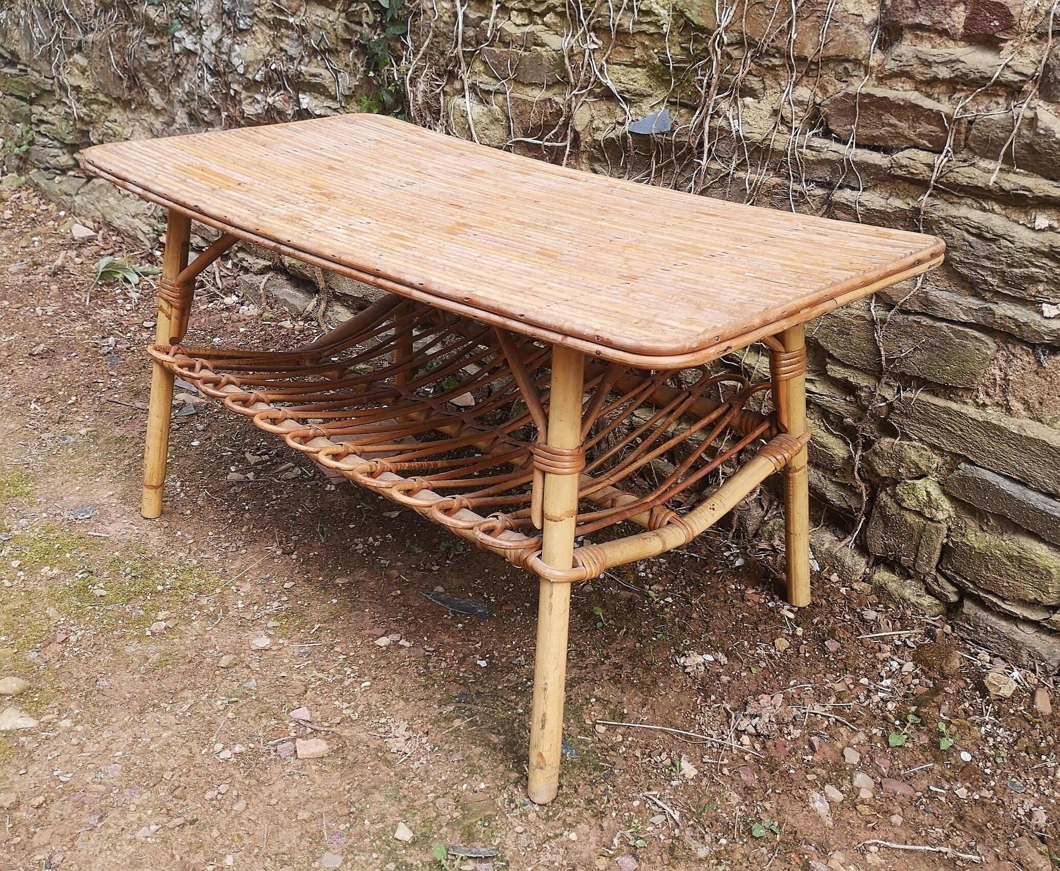 Vintage rattan coffee table